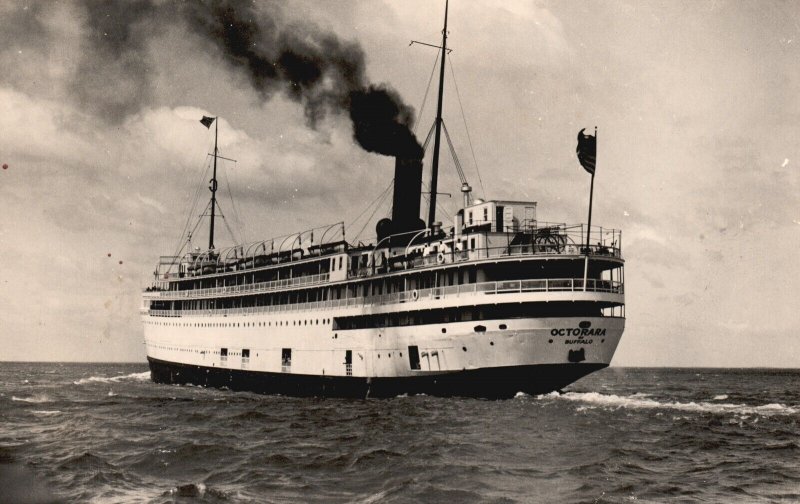 Postcard Real Photo White Steam Ship Passenger Ocean Octorara Buffalo RPPC