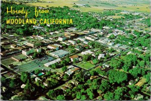 Woodland CA California Aerial View Yolo County Howdy Unused Vintage Postcard C1