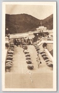 Hong Kong RPPC Repulse Bay Hotel Verandah and Stairs Candid Photo Postcard B24