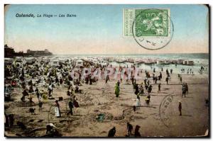 Old Postcard Belgium Ostend Beach Baths