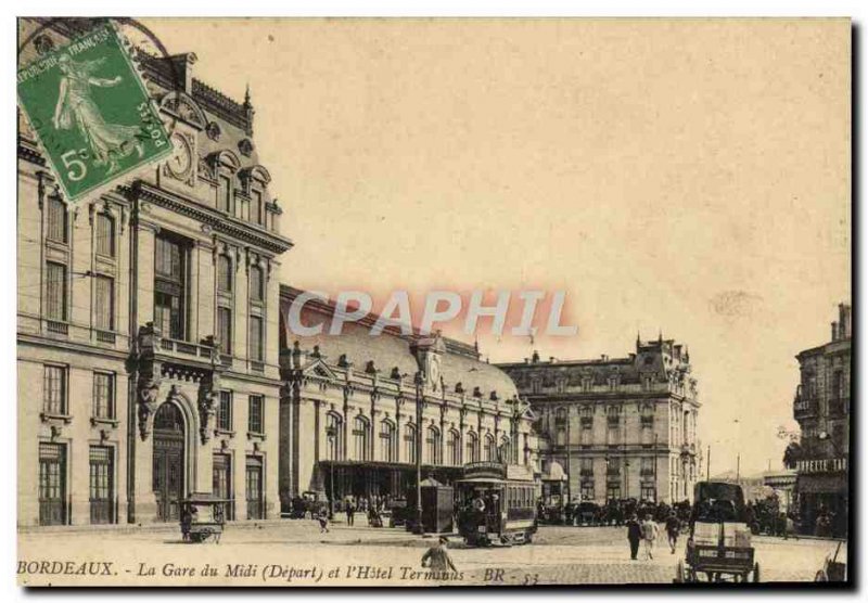 Old Postcard Bordeaux Gare Du Midi Tram