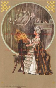 Art Nouveau, P Schmidt No 25, Woman at a Spinning Wheel