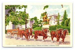 Postcard Wilson & Co. Six-Horse Clydesdales Team Chicago IL
