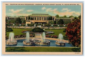 c1940 Fountains Main Greenhouse Longwood Kennett Square Wilmington DE Postcard