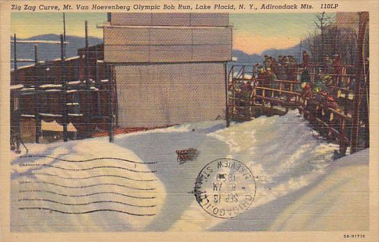 Zig Zag Curve Olympic Bob Run Lake Placid Adirondack Mountains New York 1943 ...