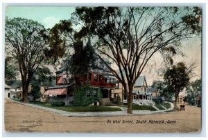 1909 On West Street South Scene Norwalk Connecticut CT Posted Vintage Postcard