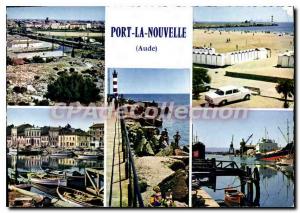 Postcard Old New Port Aude General view The Beach