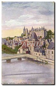Old Postcard Loches Chateau and Vue Generale