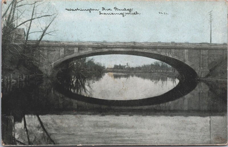USA Washington Ave Bridge Lansing Michigan Vintage Postcard 09.10