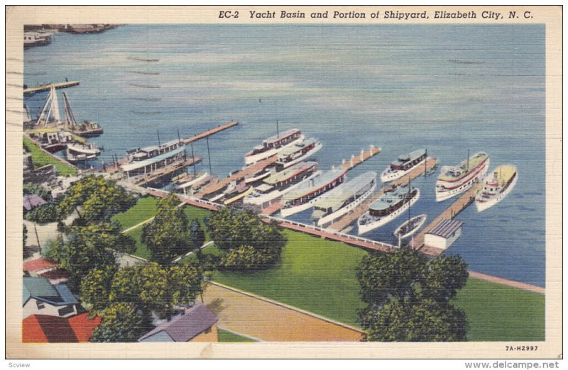 ELIZABETH CITY, North Carolina, 1930-1940's; Yacht Basin And Portion Of Shipyard