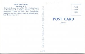Warwick, RI Rhode Island  OPEN GATE MOTEL  ca1950's ROADSIDE Chrome Postcard