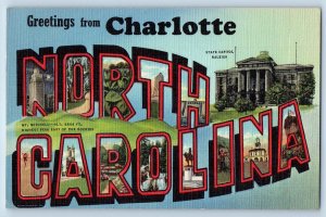 1948 Greetings From Charlotte Capitol North Carolina NC Correspondence Postcard