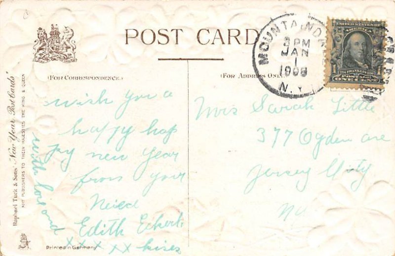 Happy New Year Year Date 1908 Postcard