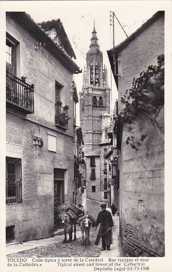 Spain Toledo Calle tipica y torre de la Catedral 1958 Photo