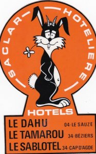 France Saclar Hotels Dahu Tamarou & Sablotel Vintage Luggage Label lbl0371