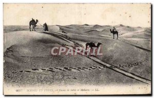 Old Postcard Scenes And Types Morocco Sand Dunes and Camel Camel Mehara