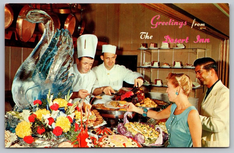 Greetings Las Vegas Nevada Wilbur Clarks Desert Inn Interior Chrome Postcard