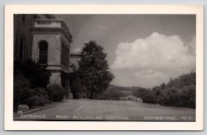 RPPC Cambridge NY Entrance Mary McClellan Hospital Real Photo Postcard A43