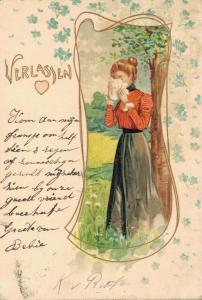 Vintage postcard - Verlassen Women Sneezes - 02.65