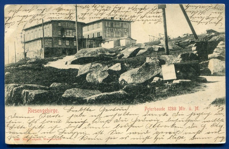 Riesengebirge Peterbaude 1288 Mtr u m Germany postcard postmarked 1902