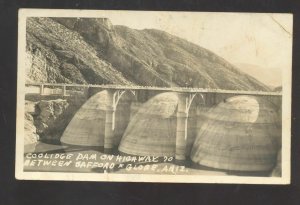 BETWEEN SAFFORD & GLOBE ARIZONA COOLIDGE DAM VINTAGE REAL PHOTO POSTCARD