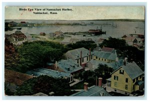 c1914 Bird Eye View Nantucket Harbor Massachusetts MA Posted Antique Postcard