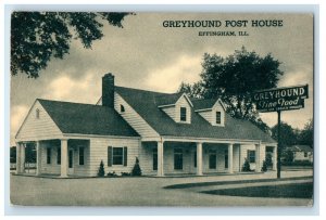 c1940's Greyhound Post Office Effingham Illinois IL Posted Vintage Postcard