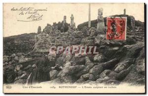 Old Postcard Cote D & # 39Emeraude Rotheneuf L & # 39Ermite Sculpting Her Rocks