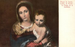 Museo de Sevilla Cuadro De Murillo Madonna & Child Art Vintage Postcard c1920