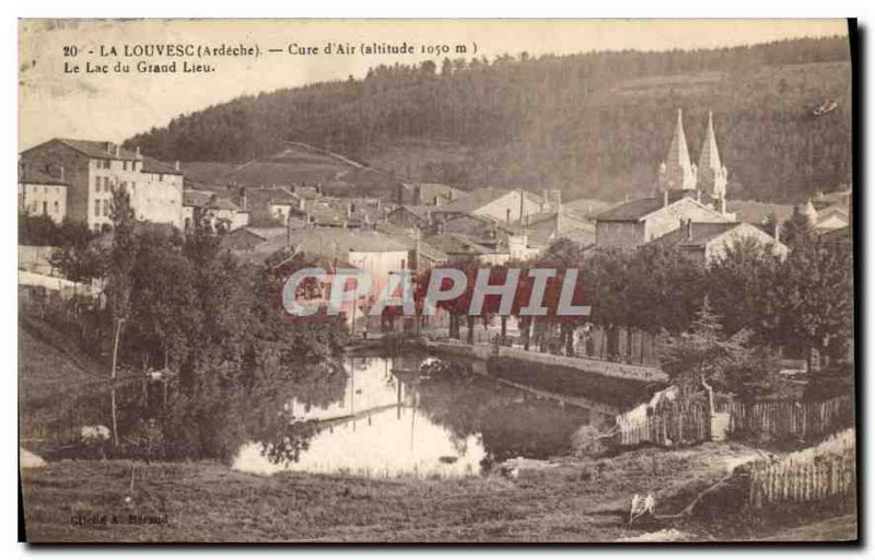 Old Postcard Louvesc Ardeche Cure Air du Lac Grand Place