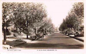 St Kilda Road Car Melbourne Australia Real Photo RPPC postcard