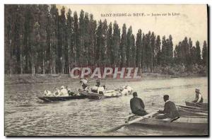 Old Postcard Saint Pierre de Boeuf jousting on the lone