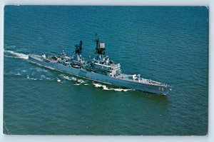 Bath Maine ME Postcard USS Belknap DLG-26 Guided Missile Frigate c1964 Vintage