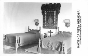 RPPC HACIENDA VISTA HERMOSA Tequesquitengo, Mexico Bedroom c1940s Postcard