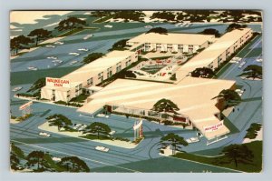 Waukegan IL-Illinois, Aerial View Waukegan Inn Pool Advertising, Chrome Postcard 