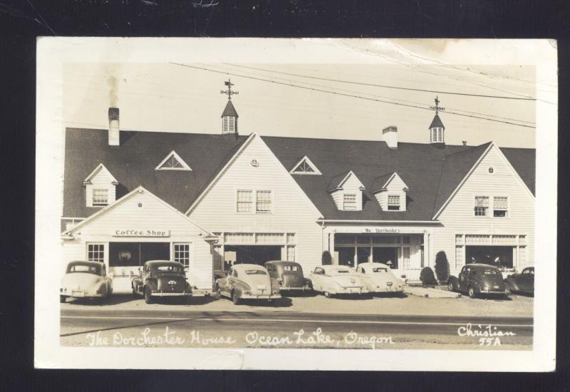 RPPC OCEAN LAKE OREGON WINCHESTER HOUSE 1940's CARS OLD REAL PHOTO POSTCARD