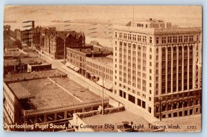 1915 Tacoma Washington Postcard Overlooking Puget Sound New Commerce Building