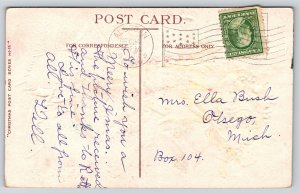 Clapsaddle~Bells Holly Ribbon & Christmas Greeting~Vintage Postcard