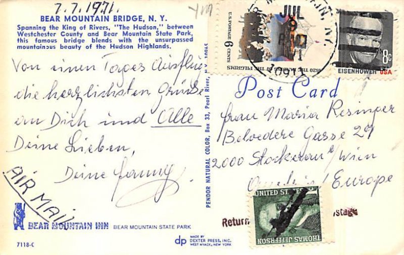 Bear Mountain Bridge Hudson River, New York NY Postcards