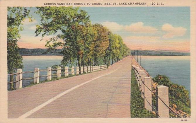 New York Lake Champlain Across Sand Bar Bbridge To Grand Isle Vermont Curteich