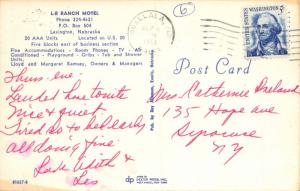 LEXINGTON NEBRASKA~L-R RANCH MOTEL-ON U.S. 30-LLOYD RAMSEY OWNER POSTCARD 1968