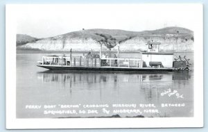 RPPC SPRINGFIELD SD to NIOBRARA, NE Nebraska ~ FERRY BOAT BERTHA Postcard