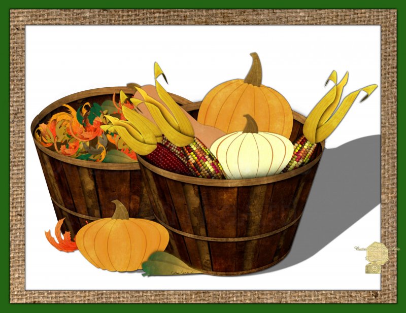 Set of 6 Digital Art Postcard The Splendor Of Autumn, Fall Arrangement, Pumpkin