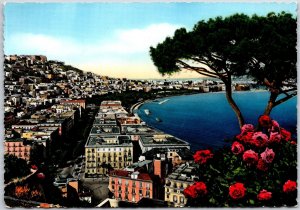 General View From Orazio Street Naples Italy Buildings Roses Beach Postcard