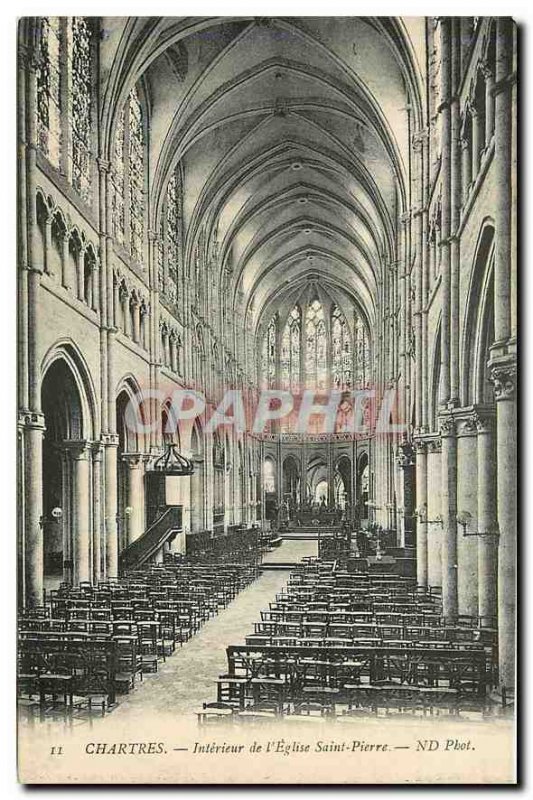 CARTE Postale Old Chartres Interior of St. Peter's Church