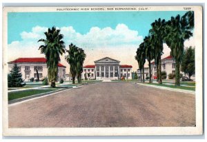 c1920 Polytechnic High School Exterior Road San Bernardino California Postcard