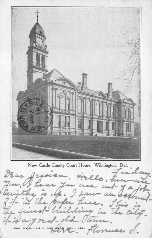 NEW CASTLE COUNTY COURT HOUSE WILMINGTON DELAWARE POSTCARD 1906