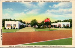 Postcard Texas Amarillo The Best Tourist Court Motel Routes 60, 66 & 87 1940s J7