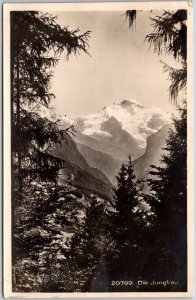 Die Jungfrau Switzerland Mountain Summit Bernese Alps Real Photo RPPC Postcard