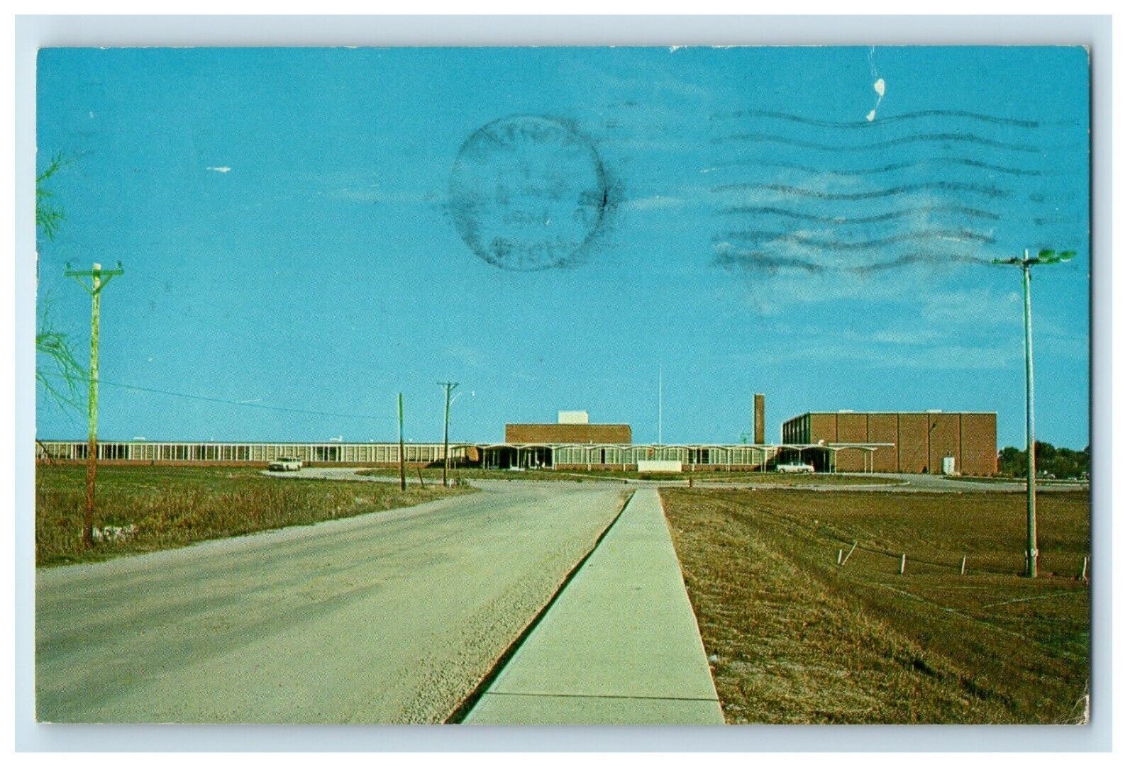 1961 Carrolton Missouri MO, Road Way Entrance Car High School Building